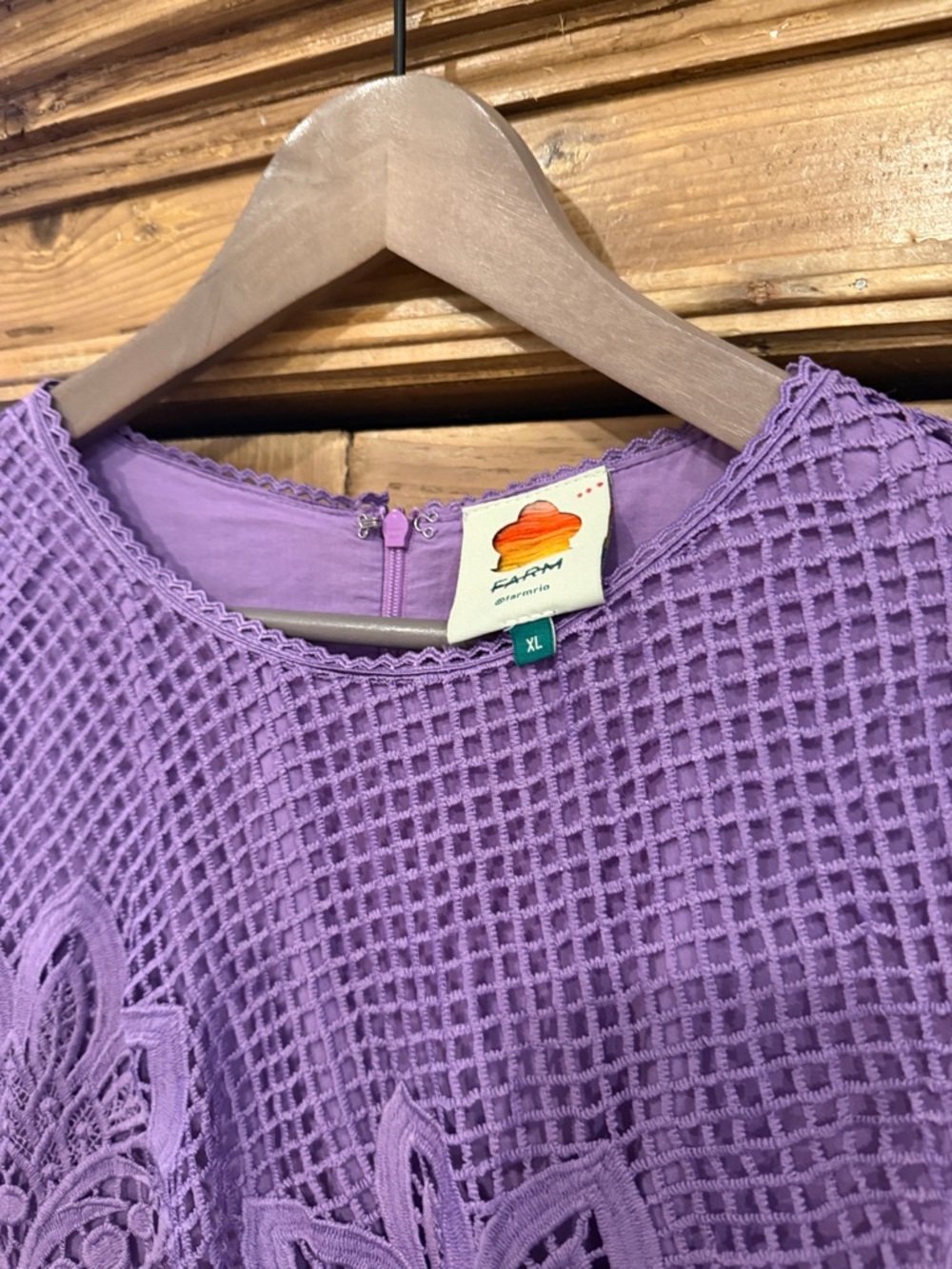 FARM Rio Purple Crochet Midi Dress with Ring Detail - Picture 5 of 10